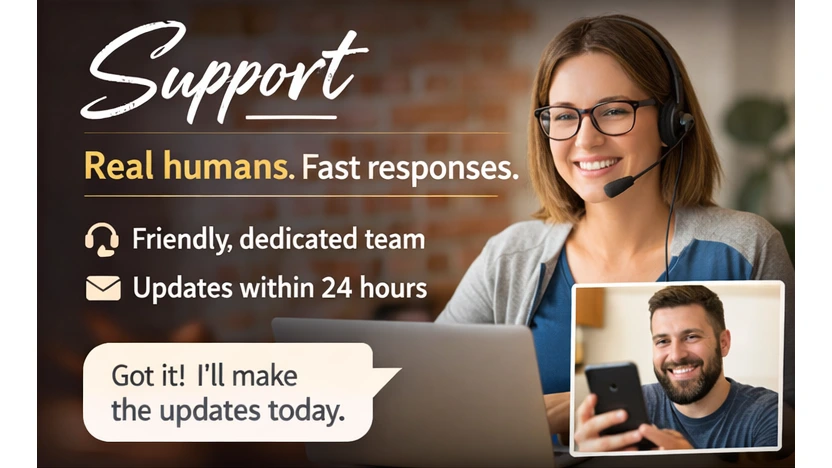 Support: real humans, fast responses