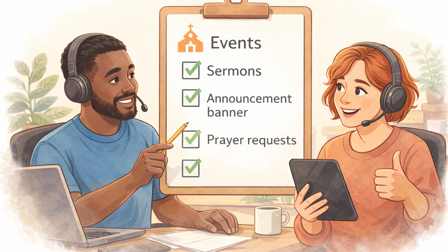 A church app screen showing events, sermons and announcements in one place